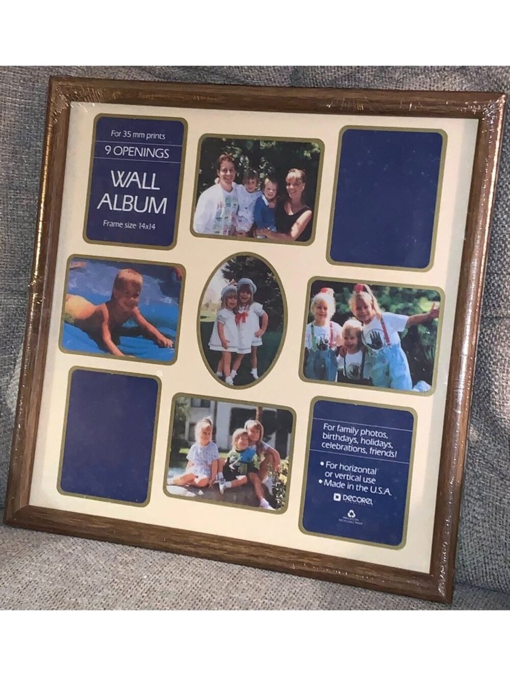 VTG Decorel Inc. Wall Collage Picture Frame 9 Openings for 35mm Prints 14" x 14"